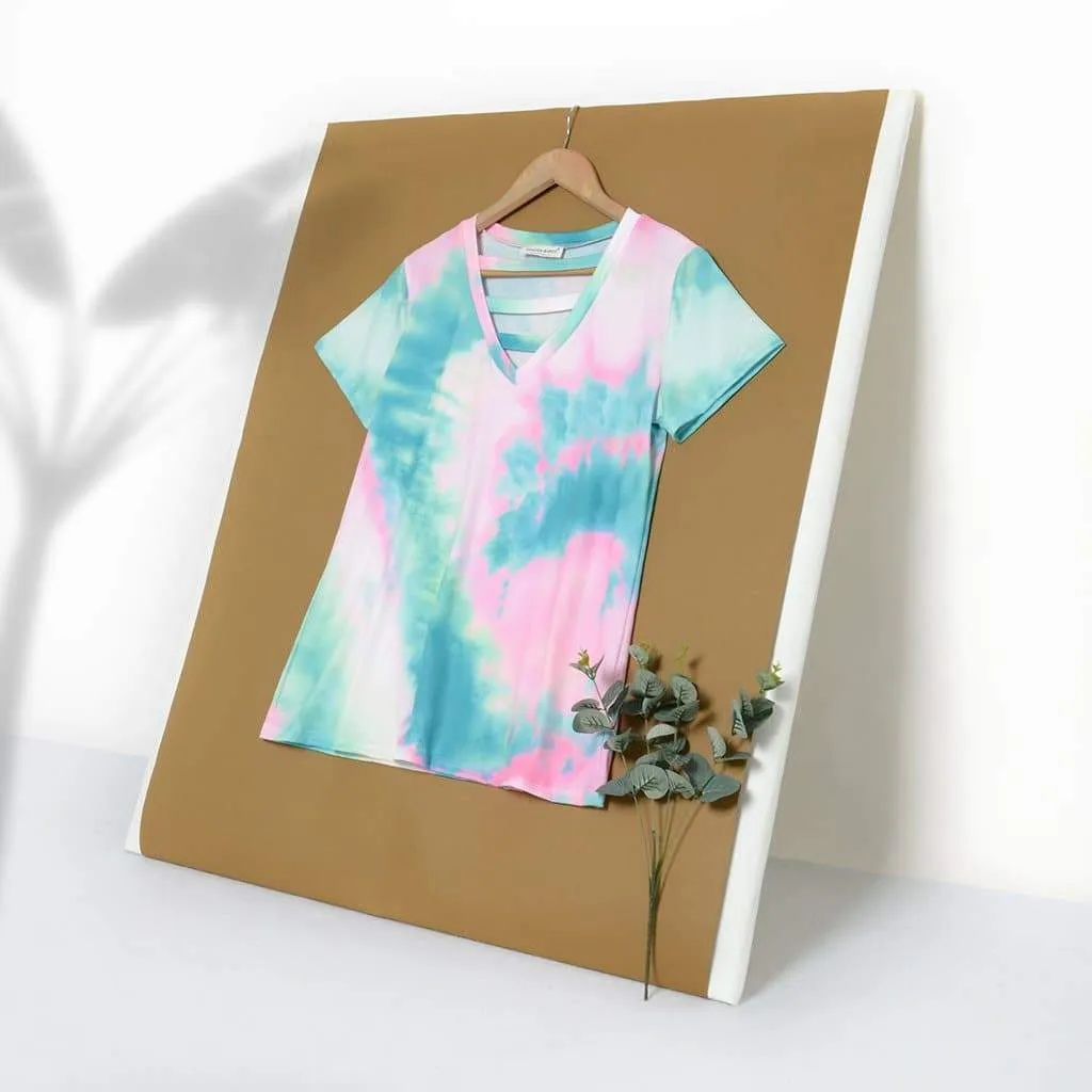 Tie-Dye V Neck Bar T-Shirt