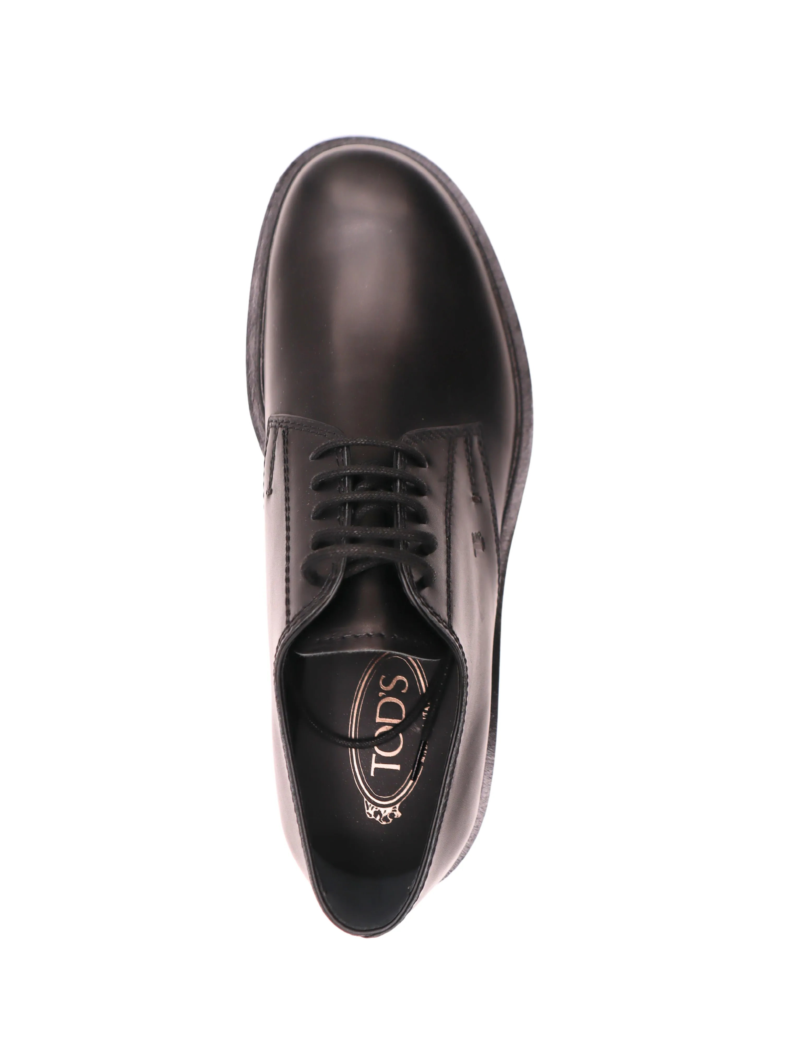 Tods Mens Mocassino Black Leather Laced Shoes