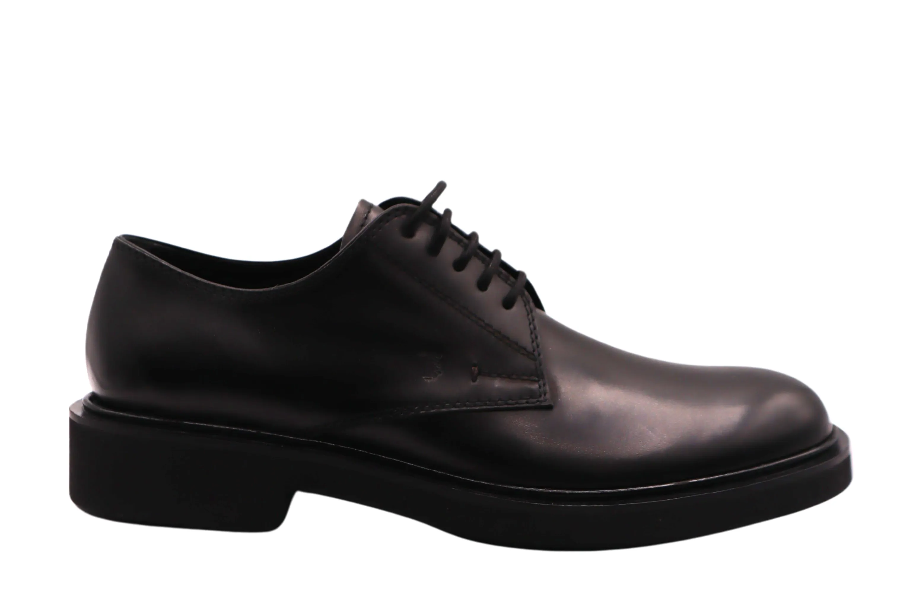 Tods Mens Mocassino Black Leather Laced Shoes