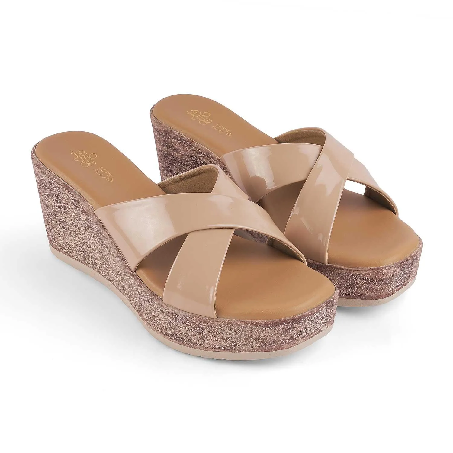 Tresmode Sansy Beige Women's Dress Wedge Sandals