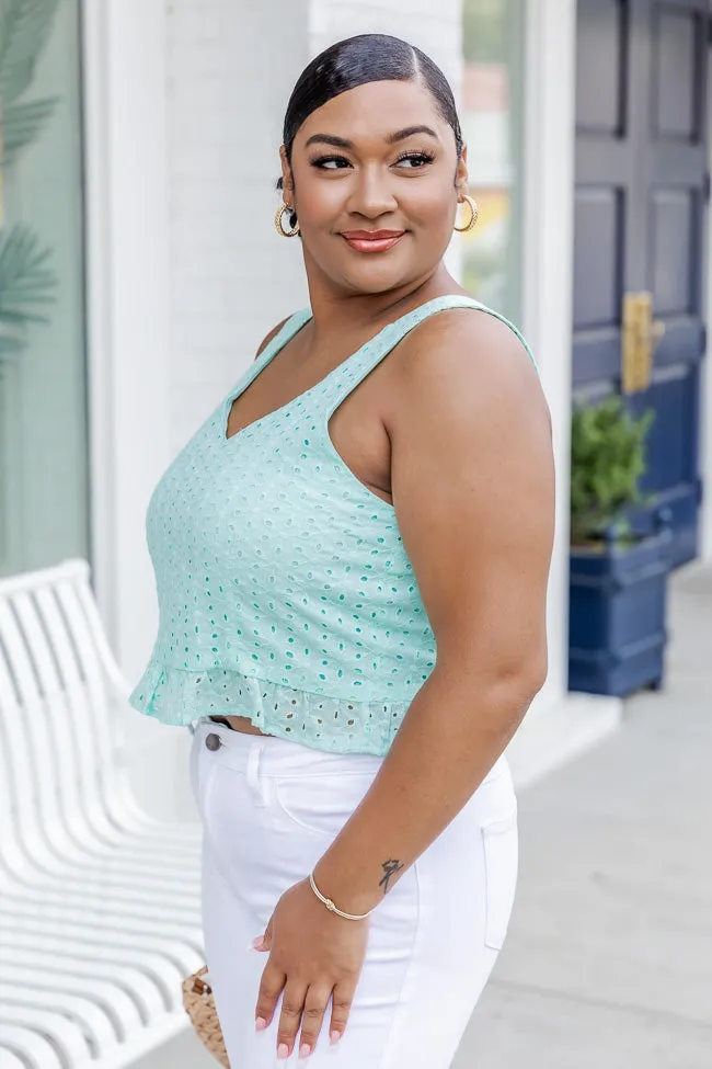 TTYL Mint Eyelet Tie Back Tank FINAL SALE