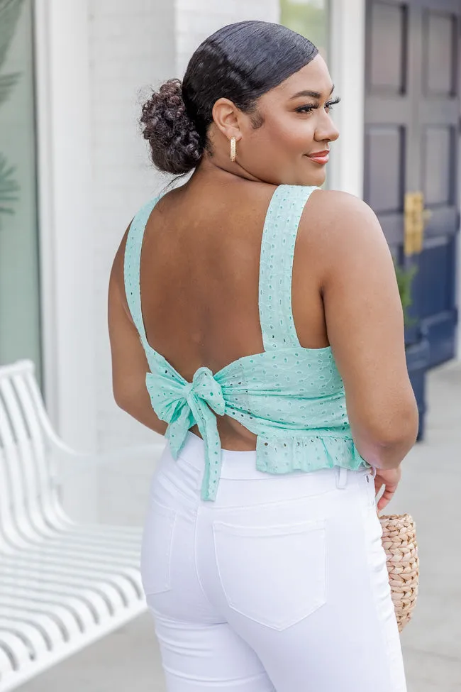 TTYL Mint Eyelet Tie Back Tank FINAL SALE