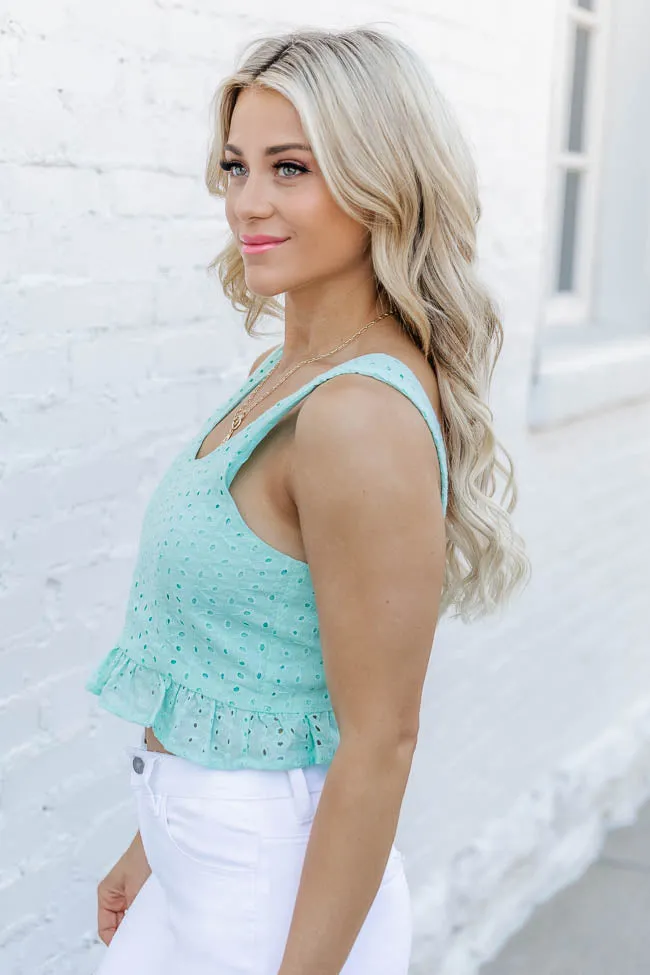 TTYL Mint Eyelet Tie Back Tank FINAL SALE