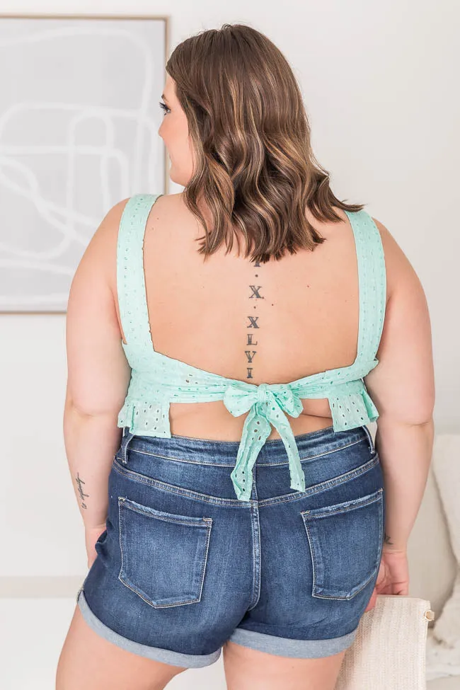 TTYL Mint Eyelet Tie Back Tank FINAL SALE