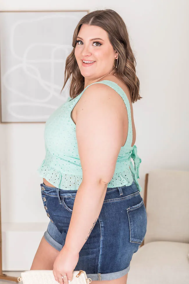 TTYL Mint Eyelet Tie Back Tank FINAL SALE