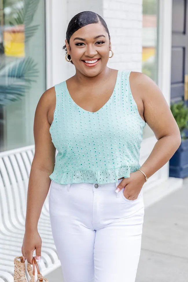 TTYL Mint Eyelet Tie Back Tank FINAL SALE