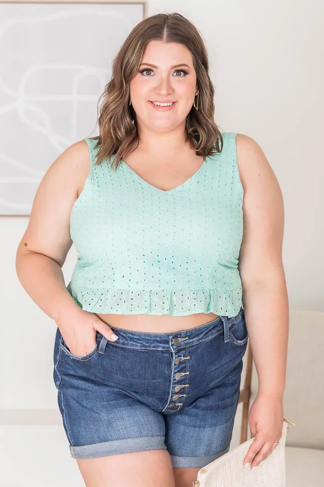 TTYL Mint Eyelet Tie Back Tank FINAL SALE