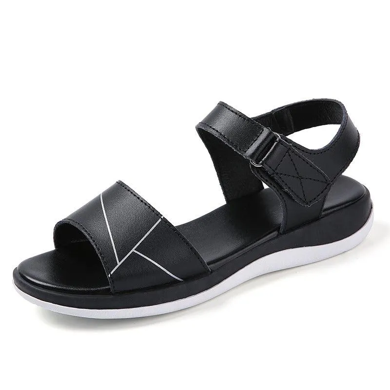 Velcro Flat Student Korean Style All-matching Flat Heel Casual Breathable Sandals