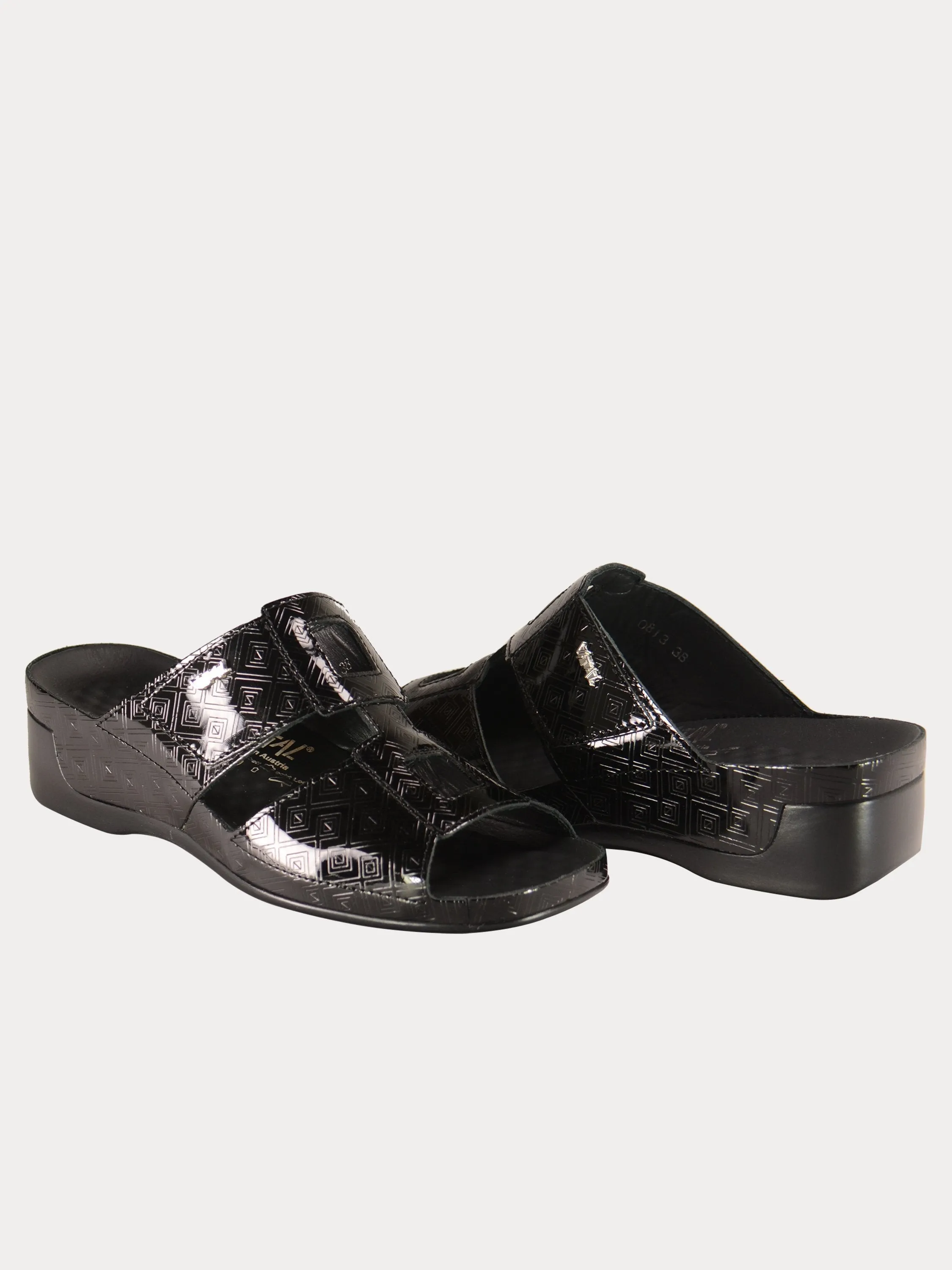 Vital Women's Black Leather Slider Sandals