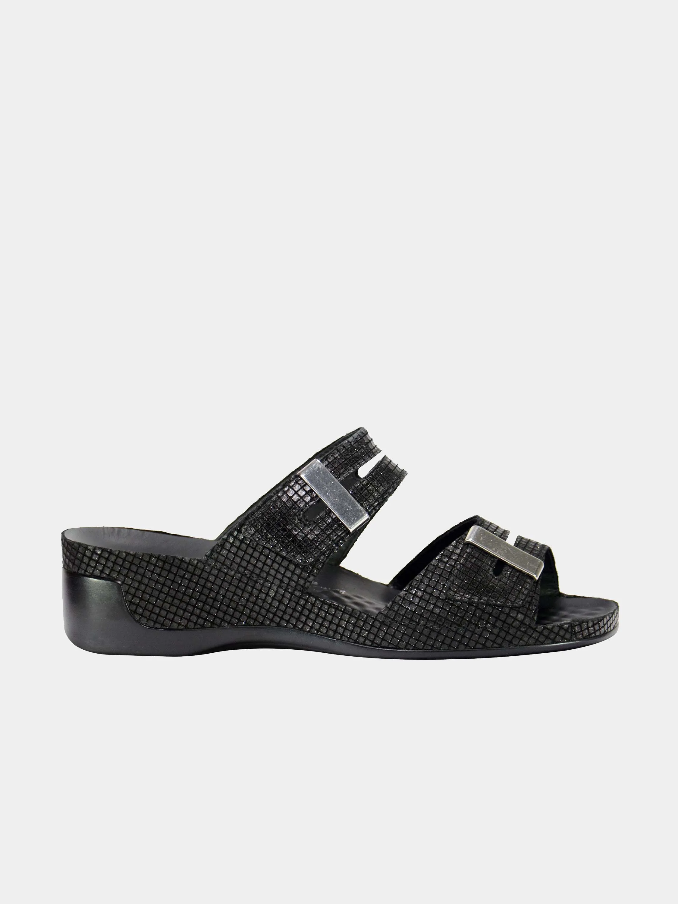 Vital Women's Grid Detailed Slider Leather Sandals