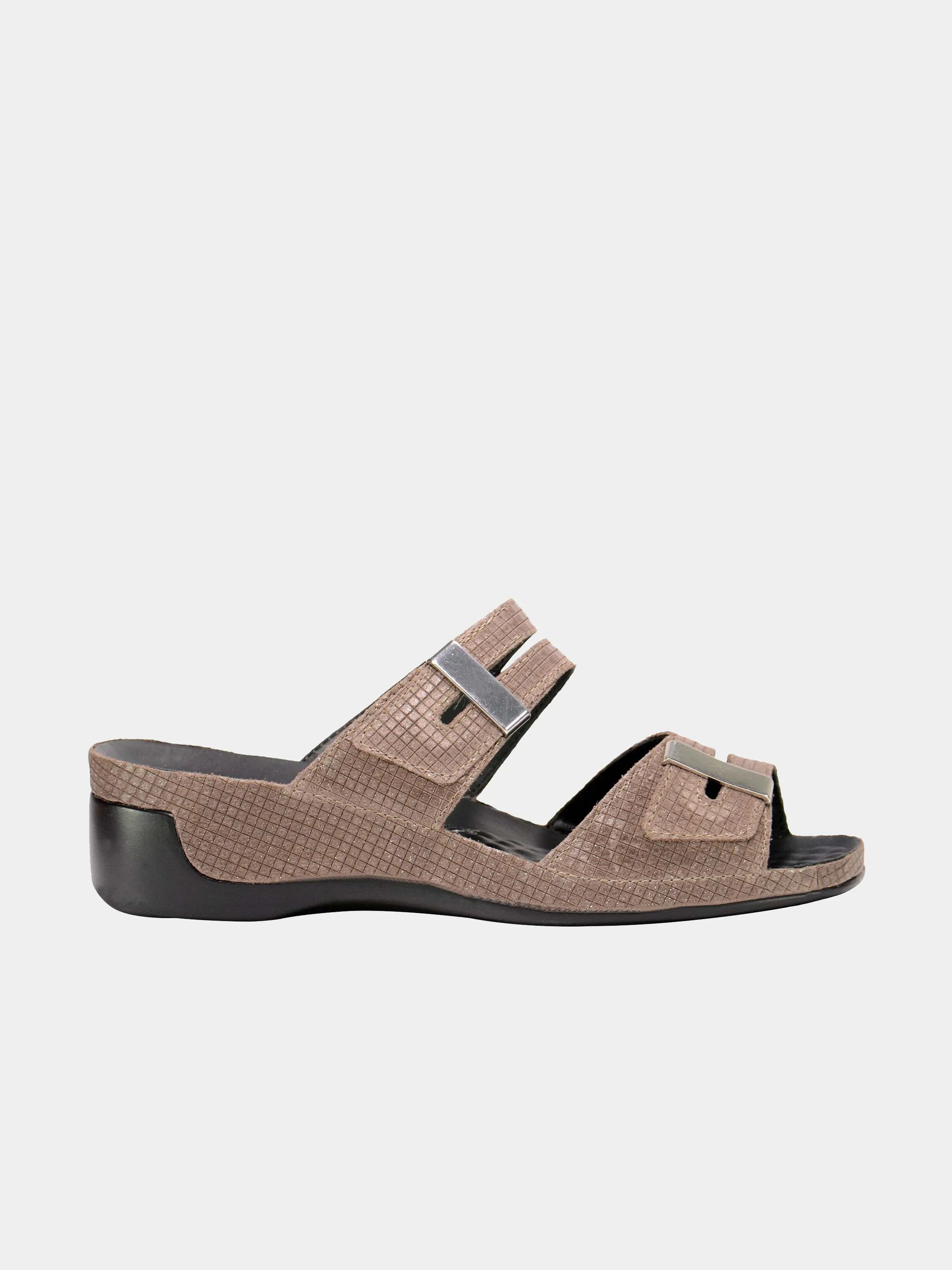 Vital Women's Grid Detailed Slider Leather Sandals