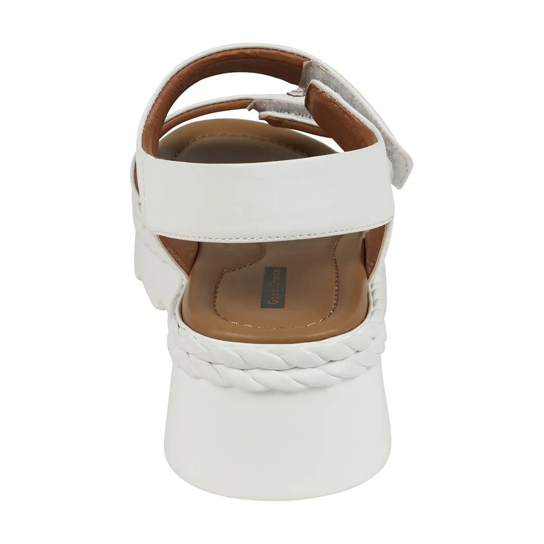 Vosa white Double Band Velcro Platform Sandals