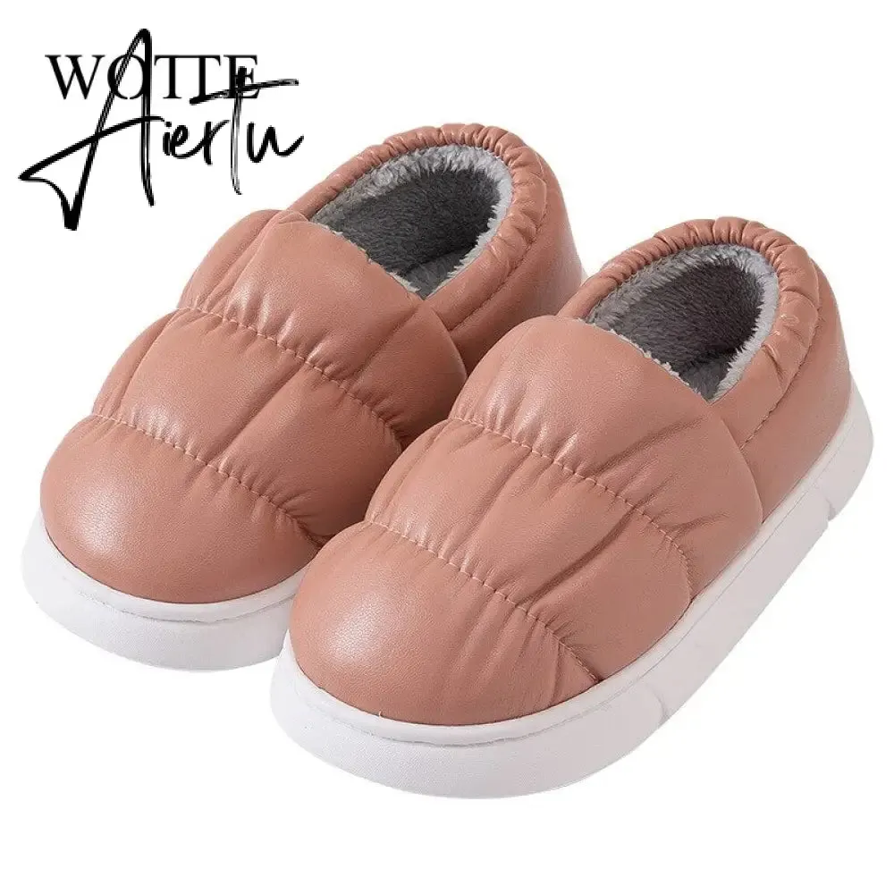 Waterproof Non-Slip Home Slippers Winter Warm Women Indoor Cotton Men Non-slips Ladies Soft Slippers Memory Foam Couples Shoes