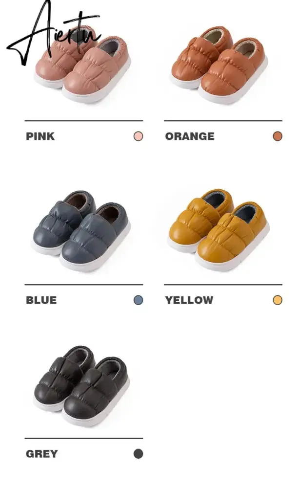 Waterproof Non-Slip Home Slippers Winter Warm Women Indoor Cotton Men Non-slips Ladies Soft Slippers Memory Foam Couples Shoes