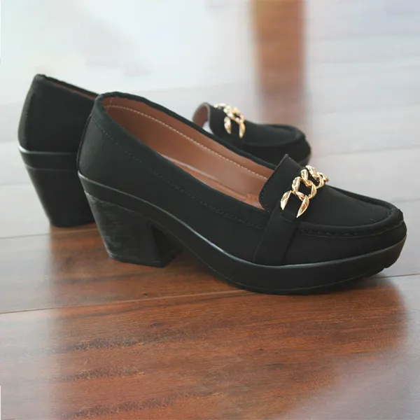 Wedges Heel Black Pumps for women