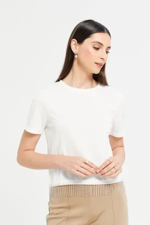 Women Cream Tassel Embellished Top