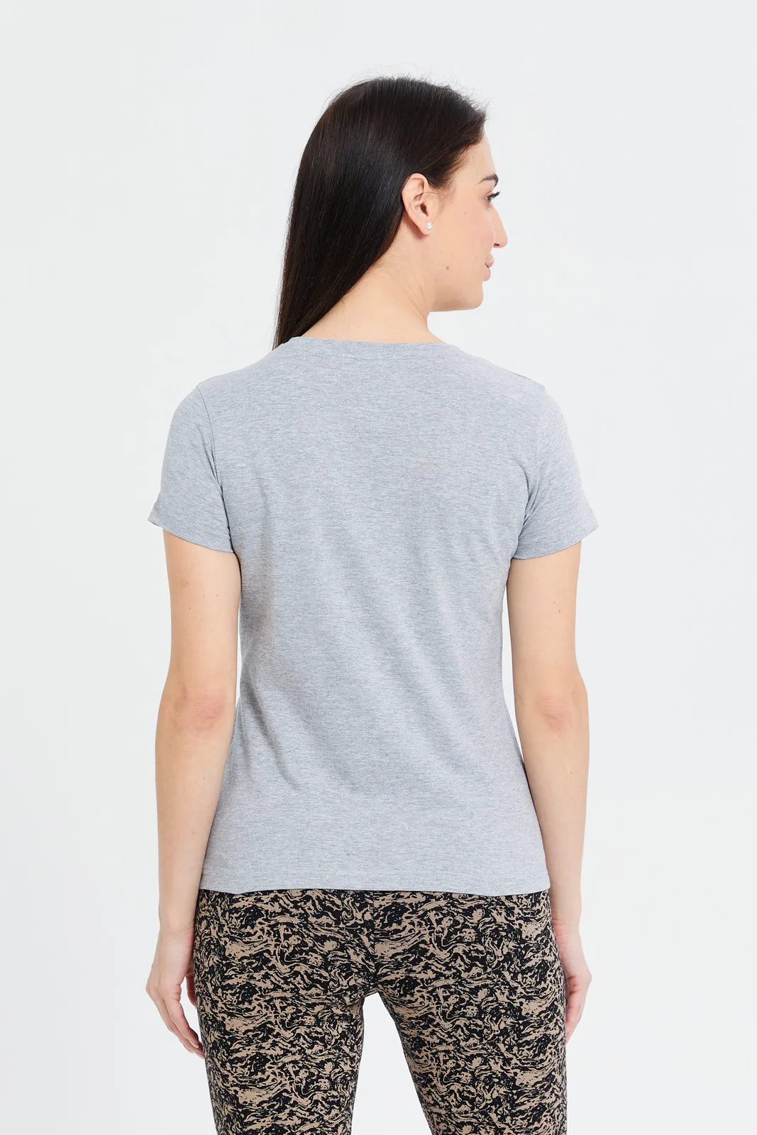 Women Grey Buona Serata Embellished T-Shirt