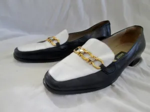 Womens BALLY RUTA Italy Slip On SHOE Loafer BLACK LEATHER 9.5 WHITE HORSEBIT