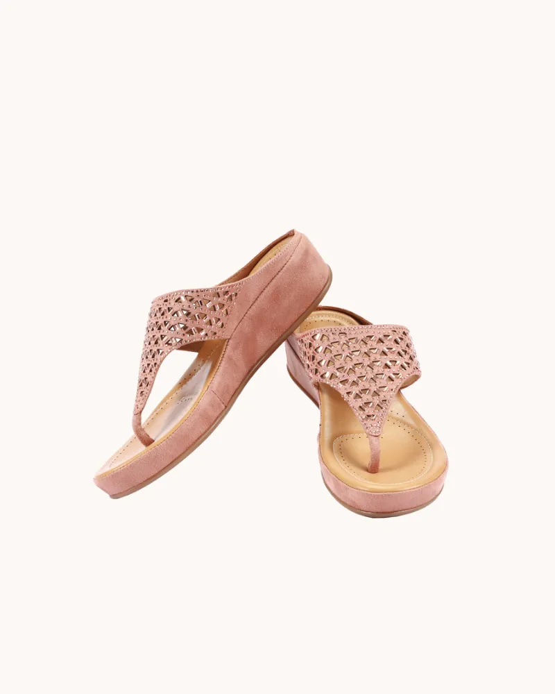 Women's Pink Embellished Super Cushioned Sandals