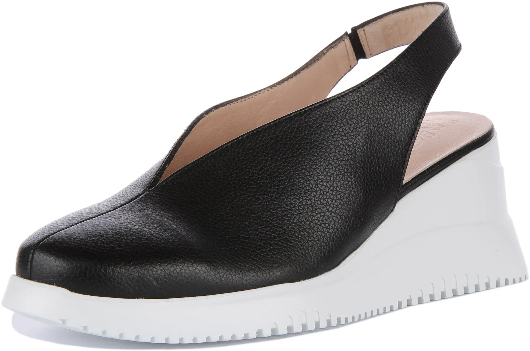 Wonders Walter Wedge Mule In Black White For Women