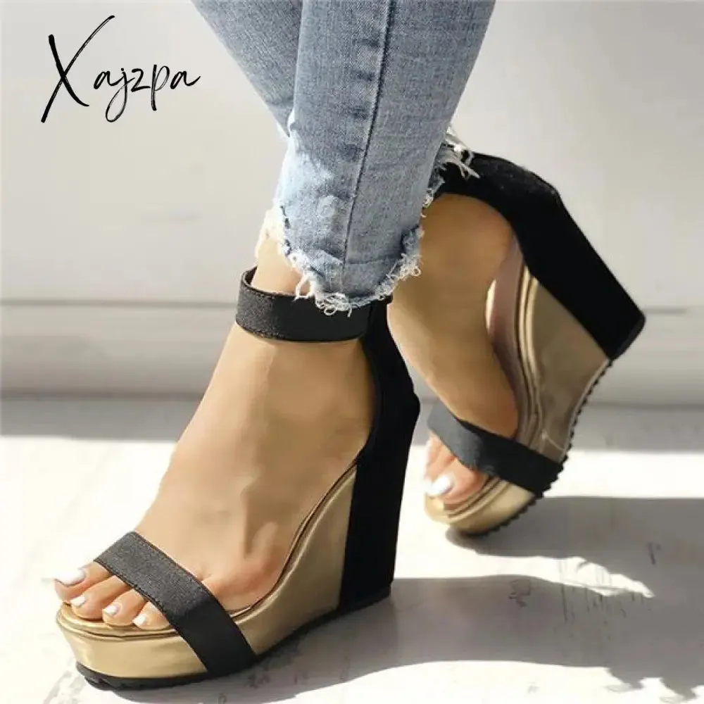 Xajzpa - Sexy Open Toe Back Zipper Wedges Sandals