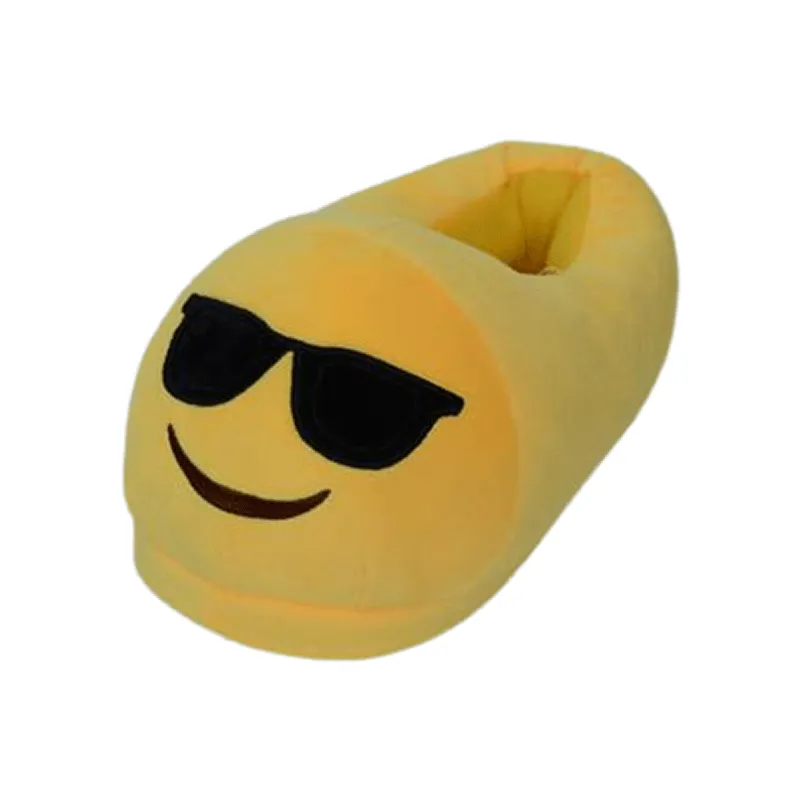 Yellow with Glasses Soft Plush Emoji Slippers